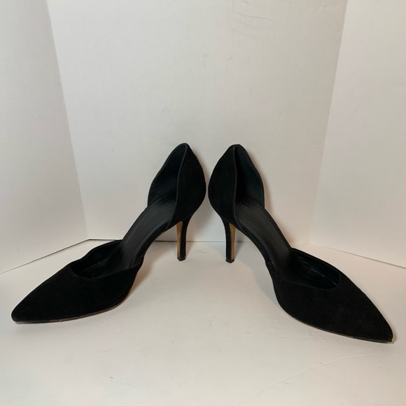 Vince Celeste Black Suede Pointed Toe D'Orsay Heel Pumps Size 8.5M - Picture 3 of 11